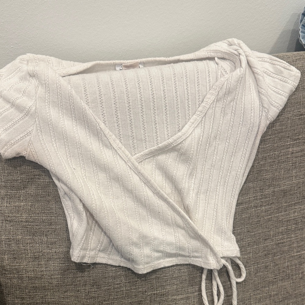 Fashion Nova Cream Wrap Blouse